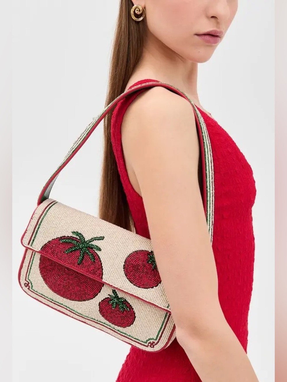 Staud Tommy Beaded Bag in Tomato - Picture 2 of 12